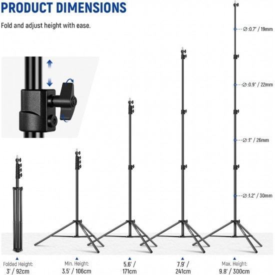 NEEWER ST-300AC 300cm Heavy Duty Air Cushioned Light Stand NEEWER ST-300AC 300cm Heavy Duty Air Cushioned Light Stand