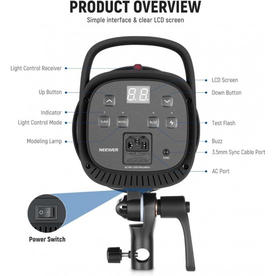 NEEWER S101-400W PRO GN65 Strobe Flash Monolight with Trigger