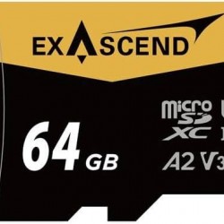 Exascend Catalyst MicroSD Card with Adapter 64GB, UHS-I/ V30 / U3 / Class 10, Read:175 MB/s, Write:150 MB/s