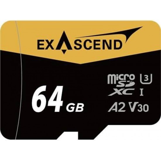 Exascend Catalyst MicroSD Card with Adapter 64GB, UHS-I/ V30 / U3 / Class 10, Read:175 MB/s, Write:150 MB/s