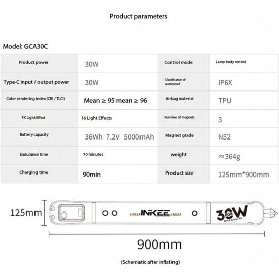 NEEWER BASICS GC30C 30W RGB Handheld Inflatable LED Fill Light NEEWER BASICS GC30C 30W RGB Handheld Inflatable LED Fill Light