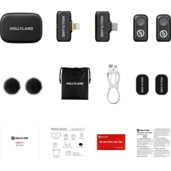 Hollyland Lark A1 Combo 2 Person Wireless Microphone System (2*TX,Type C-RX, Lightning RX & Charging Case) Hollyland Lark A1 Combo 2 Person Wireless Microphone System (2*TX,Type C-RX, Lightning RX & Charging Case)