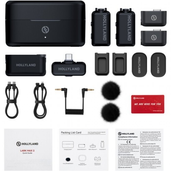 Hollyland LARK MAX 2 Combo 2-Person Wireless Microphone System for Cameras and Mobile Devices (Space Gray, 2.4 GHz) Hollyland LARK MAX 2 Combo 2-Person Wireless Microphone System for Cameras and Mobile Devices (Space Gray, 2.4 GHz)