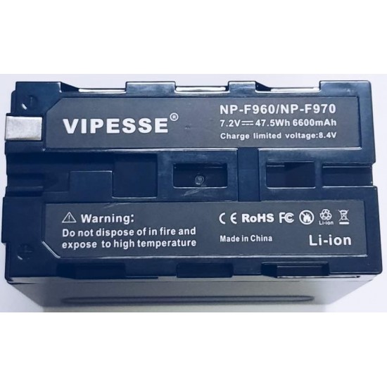 بطارية VIPESSE NP-F970 بسعة 6600 مللي أمبير/ساعة