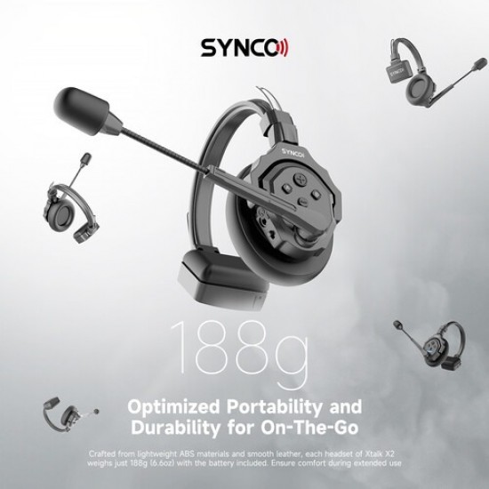 Synco X-Talk X2 Wireless Intercom System with 2 Single-Ear Headsets (2.4 GHz)