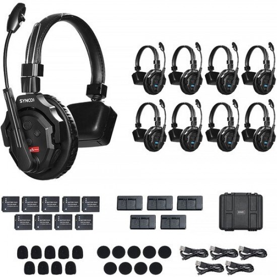 Synco X-Talk X9 Wireless Intercom System with 9 Single-Ear Headsets (2.4 GHz)