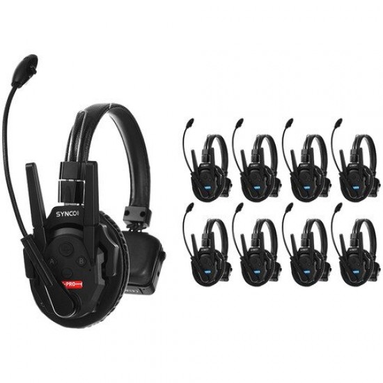 Synco Xtalk XPro9 Wireless Intercom System with 9 Single-Ear Headsets (2.4 GHz)