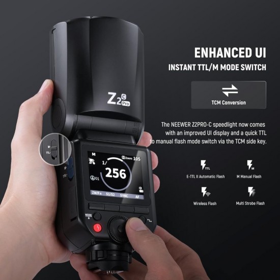 NEEWER Z2PRO-C TTL ROUND HEAD FLASH SPEEDLITE WITH 3000mAh LITHIUM BATTERY NEEWER Z2PRO-C TTL ROUND HEAD FLASH SPEEDLITE WITH 3000mAh LITHIUM BATTERY