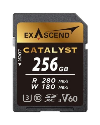 Exascend Catalyst SD Card 256GB, UHS-II / V60 / U3 / Class 10, Read:280 MB/s, Write:180 MB/s