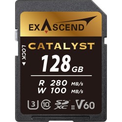 Exascend Catalyst SD Card 128GB, UHS-II / V60 / U3 / Class 10, Read:280 MB/s, Write:100 MB/s