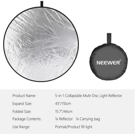 NEEWER 5-in-1 Collapsible Light Reflector '43/110cm