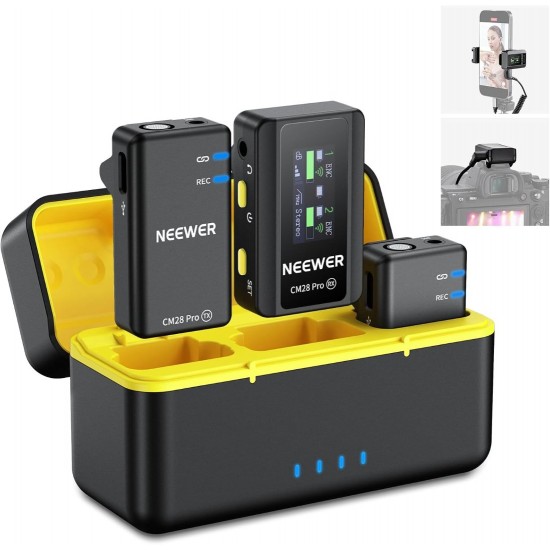 NEEWER CM28 PRO Wireless Lavalier Lapel Microphone System with Charging Case NEEWER CM28 PRO Wireless Lavalier Lapel Microphone System with Charging Case