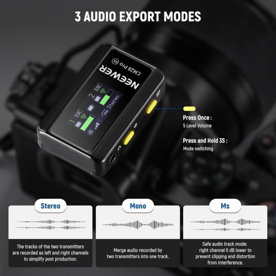 NEEWER CM28 PRO Wireless Lavalier Lapel Microphone System with Charging Case NEEWER CM28 PRO Wireless Lavalier Lapel Microphone System with Charging Case