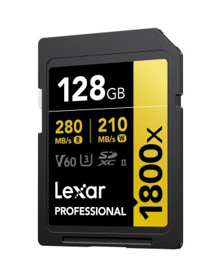 LEXAR PROFESSIONAL 1800X SDXC UHS-II 128GB MEMORY CARD 280MB/S - 210MB/S C10 V60 U3