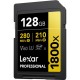 LEXAR PROFESSIONAL 1800X SDXC UHS-II 128GB MEMORY CARD 280MB/S - 210MB/S C10 V60 U3