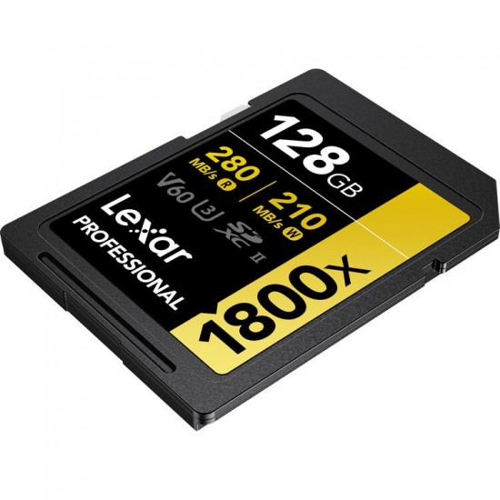 LEXAR PROFESSIONAL 1800X SDXC UHS-II 128GB MEMORY CARD 280MB/S - 210MB/S C10 V60 U3