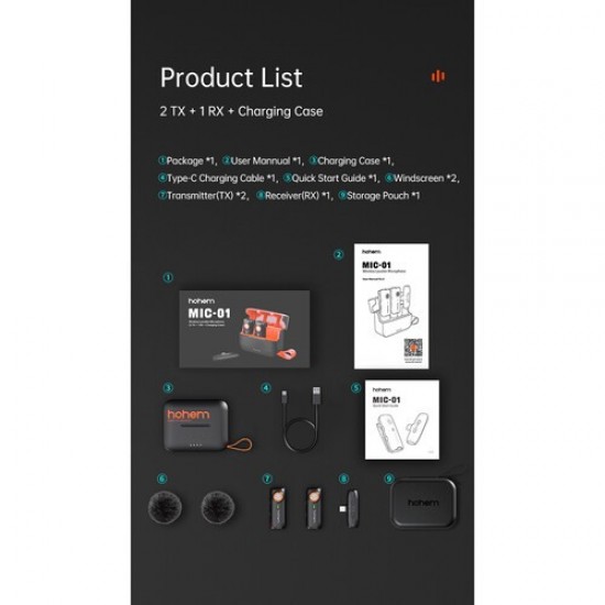 Hohem MIC-01 2-Person Wireless Microphone System for USB-C Devices (2.4 GHz)