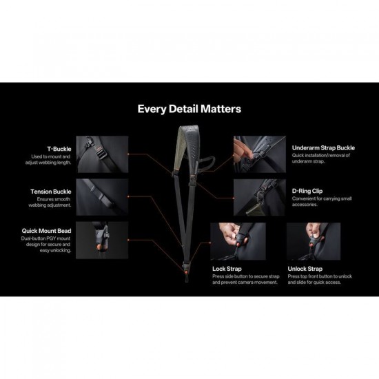 PGYTECH Camera Strap Pro (Midnight Black)