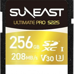 SUNEAST Ultimate Pro Gold V30 U3 C10 UHS‑I S225 SDXC 256GB Memory Card – Up to 208MB/s Read Speed