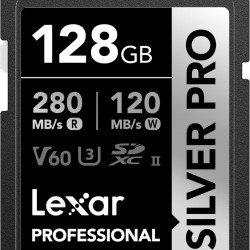 LEXAR 128GB PROFESSIONAL SILVER PRO SDXC UHS-II CARD, UP TO 280MB/S READ, 120MB/S WRITE, C10 U3 V60