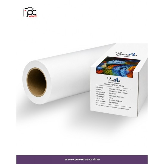 5pcs- Premier Art Roll 17 inch Ultra White Semi- Glossy Photo Paper