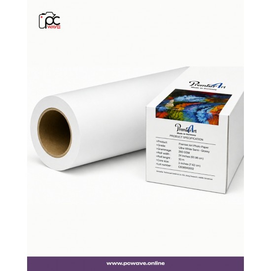 5pcs- Premier Art Roll 24 inch Ultra White Semi- Glossy Photo Paper