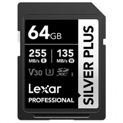 Lexar SDXC 64GB Professional SILVER PLUS UHS-I V30 (Read 255MB/s and Write 135MB/s)