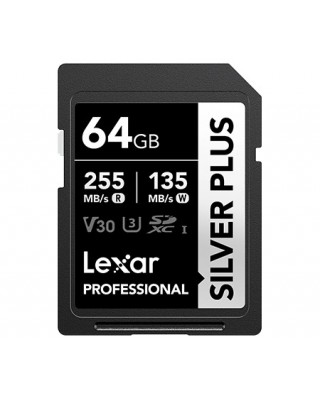 Lexar SDXC 64GB Professional SILVER PLUS UHS-I V30 (Read 255MB/s and Write 135MB/s)