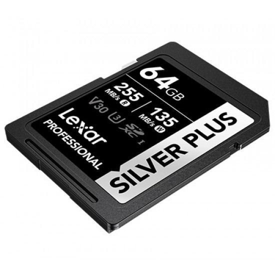 Lexar SDXC 64GB Professional SILVER PLUS UHS-I V30 (Read 255MB/s and Write 135MB/s)